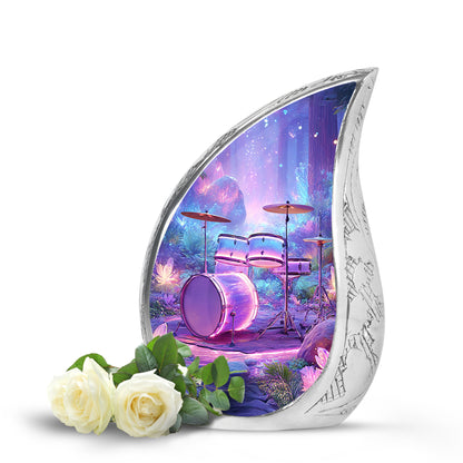 Distinguished Blue Drums Cremation Urn for Ashes - 10-inch, 200 cu in - Yatskia
