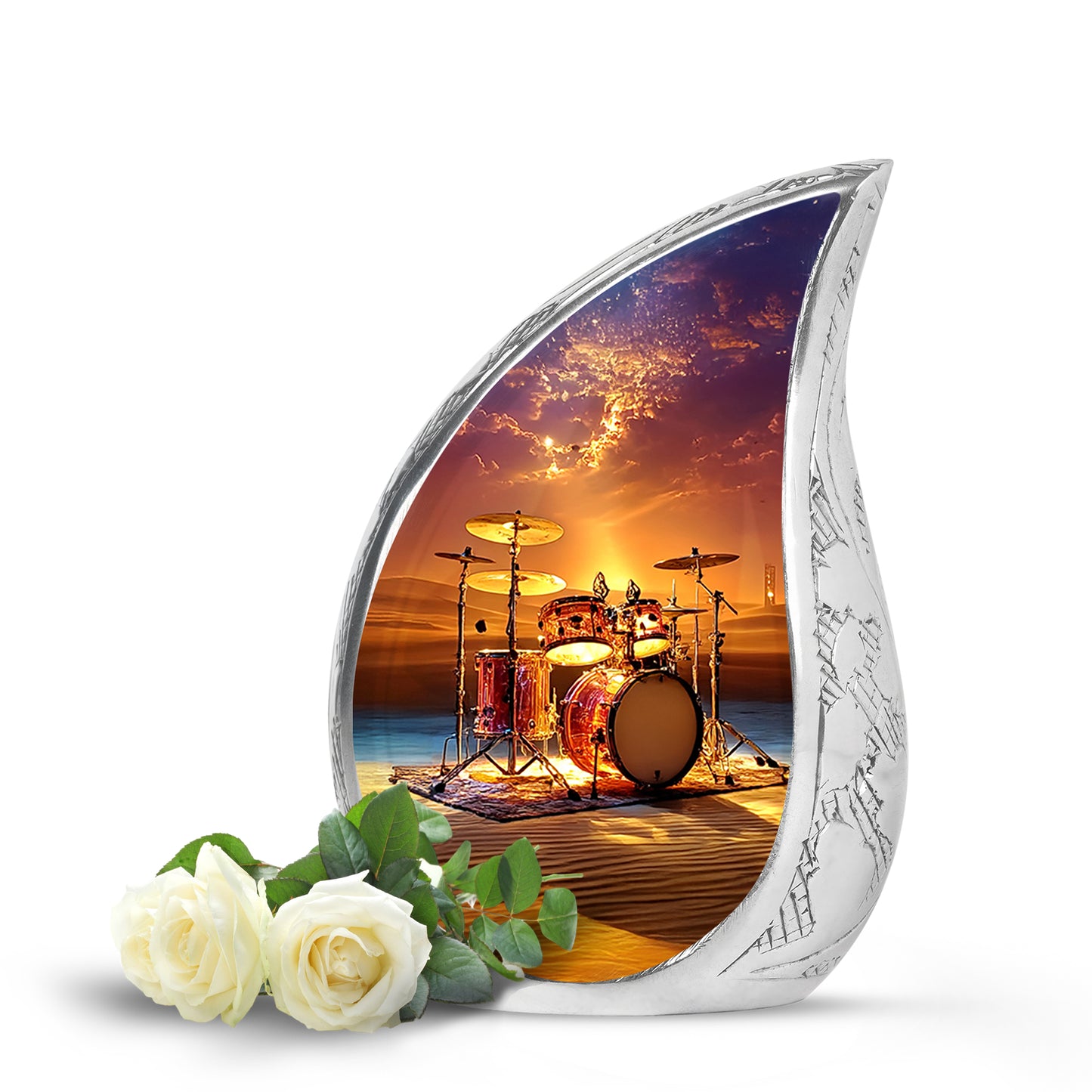 Pink Sacred Drums Cremation Urns for Human Ashes - 10-inch, 200 cu in - Yatskia