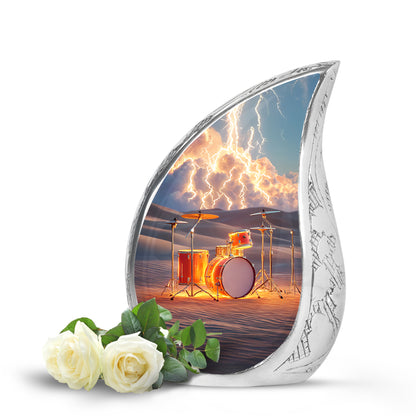 Personalized Drums Cremation Urns - Tranquil Gray 10-inch, 200 cu in - Yatskia