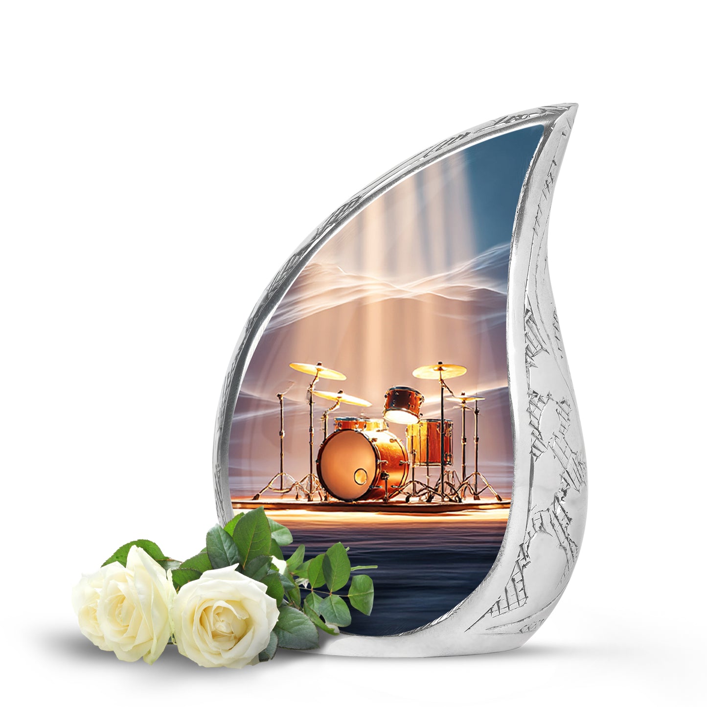 Blue Serene Drums Memorial Urn for Ashes - 10-inch, 200 cu in - Yatskia