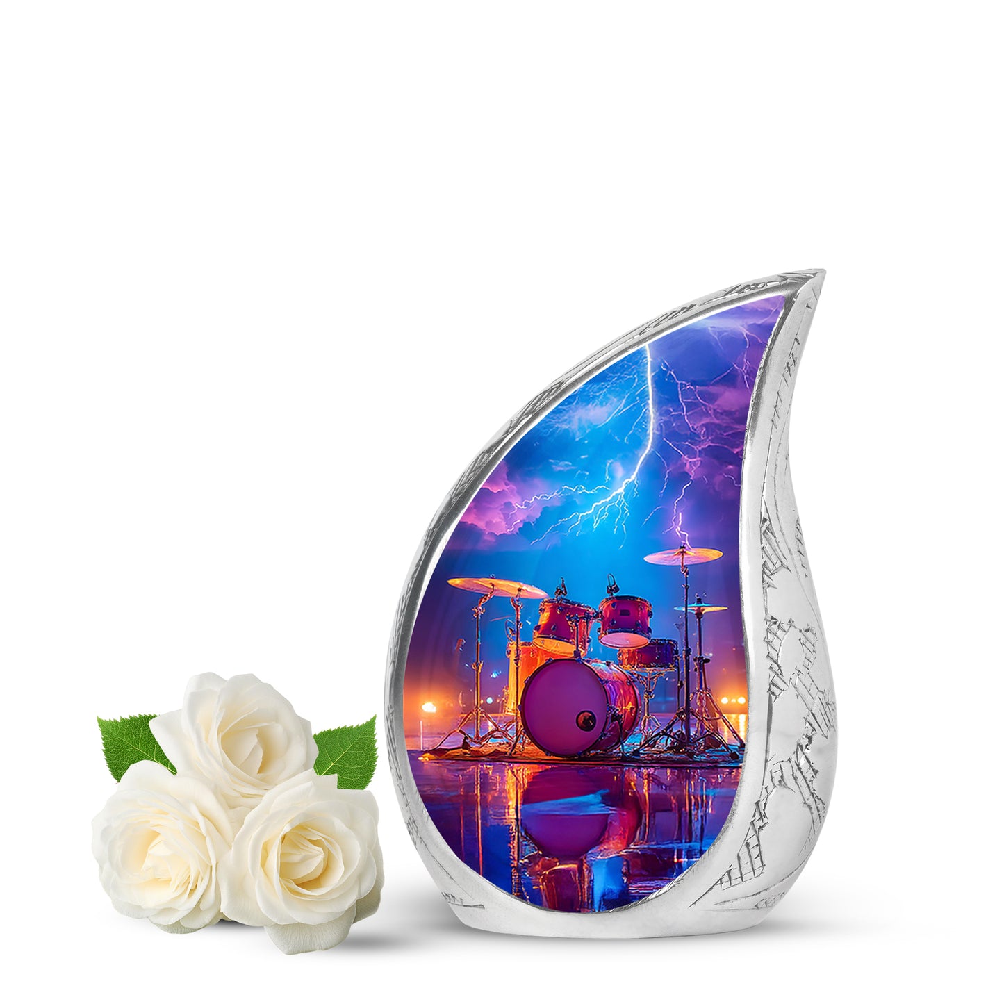Personalized Drums Cremation Urns - Pristine Blue 10-inch, 200 cu in - Yatskia