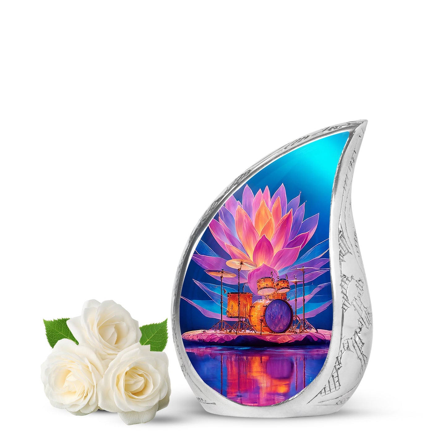 Personalized Drums Cremation Urns - Soothing Blue 10-inch, 200 cu in - Yatskia