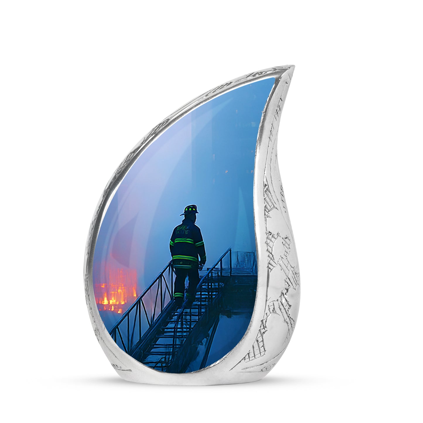Personalized Firefighter Cremation Urns - Soothing Blue 10-inch, 200 cu in - Yatskia