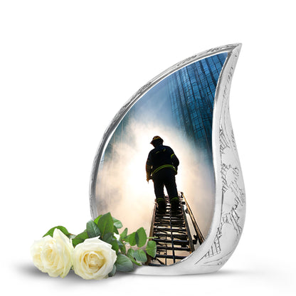 Personalized Firefighter Cremation Urns - Wondrous Blue 10-inch, 200 cu in - Yatskia