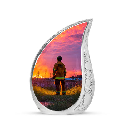 Personalized Purple Firefighter Cremation Urns for Ashes - Peaceful 10-inch - Yatskia