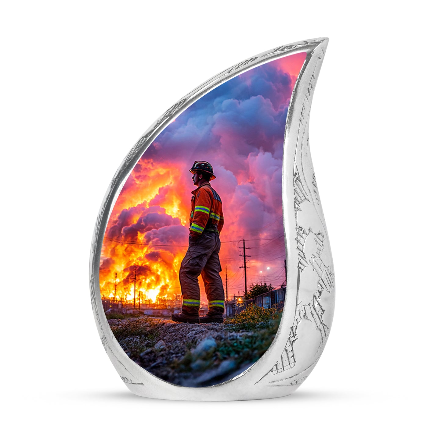 Personalized Refined Firefighter Cremation Urns - Blue 10-inch, 200 cu in - Yatskia