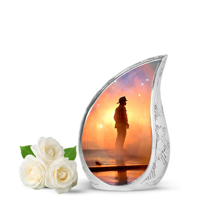 Distinguished Pink Firefighter Cremation Urn for Ashes - 10-inch, 200 cu in - Yatskia