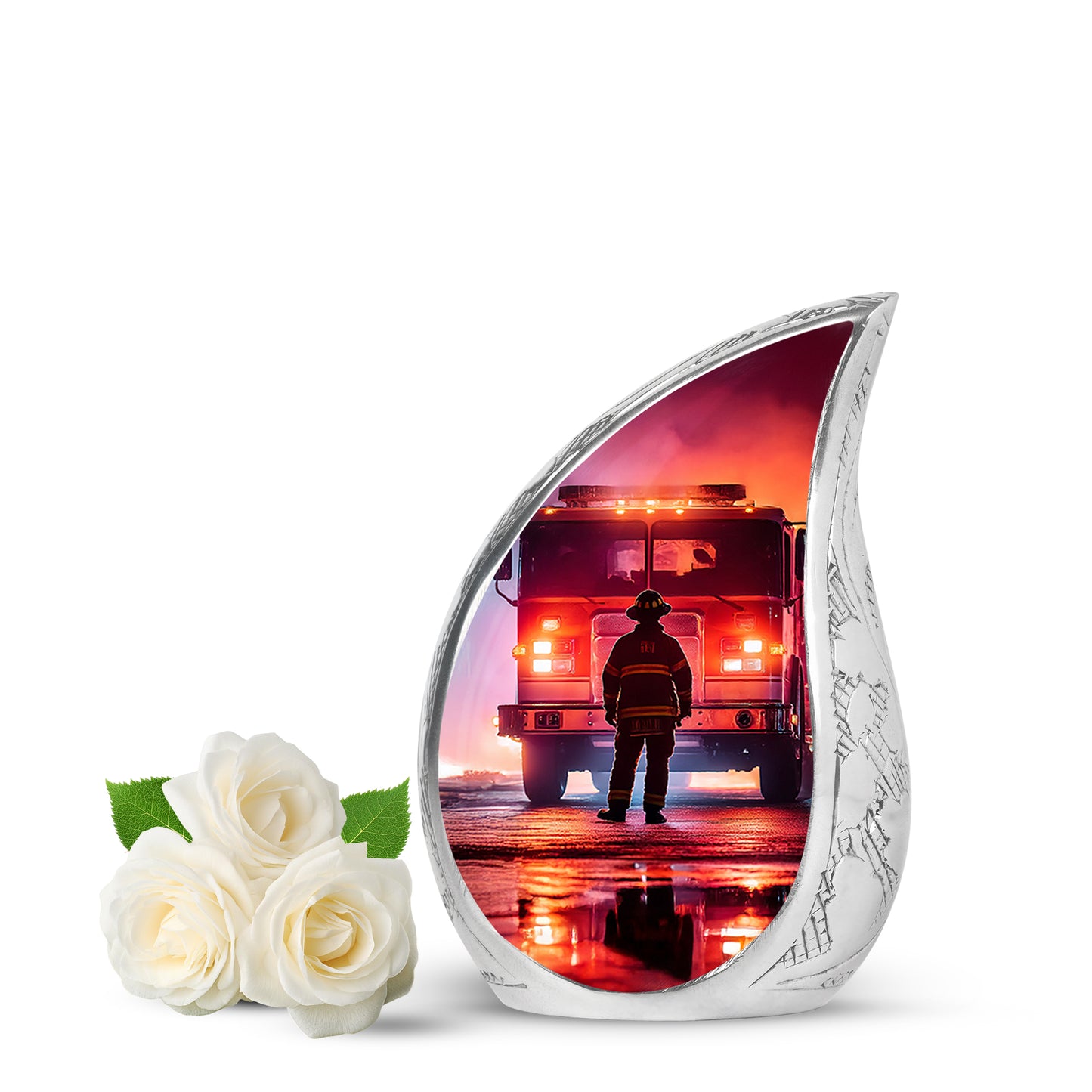 Personalized Purple Firefighter Cremation Urns for Ashes - Transcendent 10-inch - Yatskia