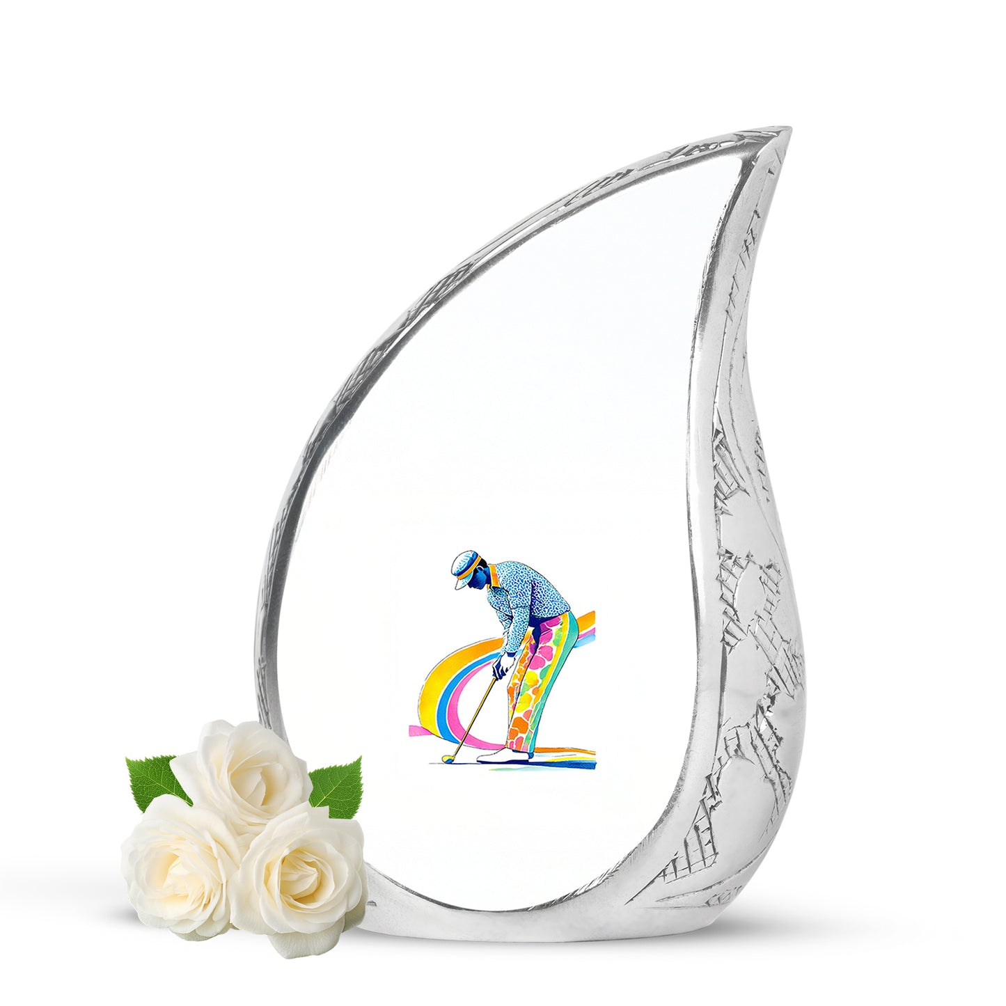 White Venerable Golf Cremation Urns for Human Ashes - 10-inch, 200 cu in - Yatskia