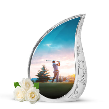 Ethereal Golf Memorial Cremation Urns - Silver 10-inch, 200 cu in - Yatskia