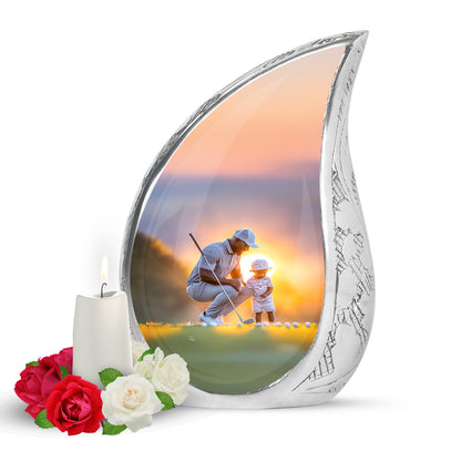 Timeless Gray Golf Cremation Urn for Ashes - 10-inch, 200 cu in - Yatskia