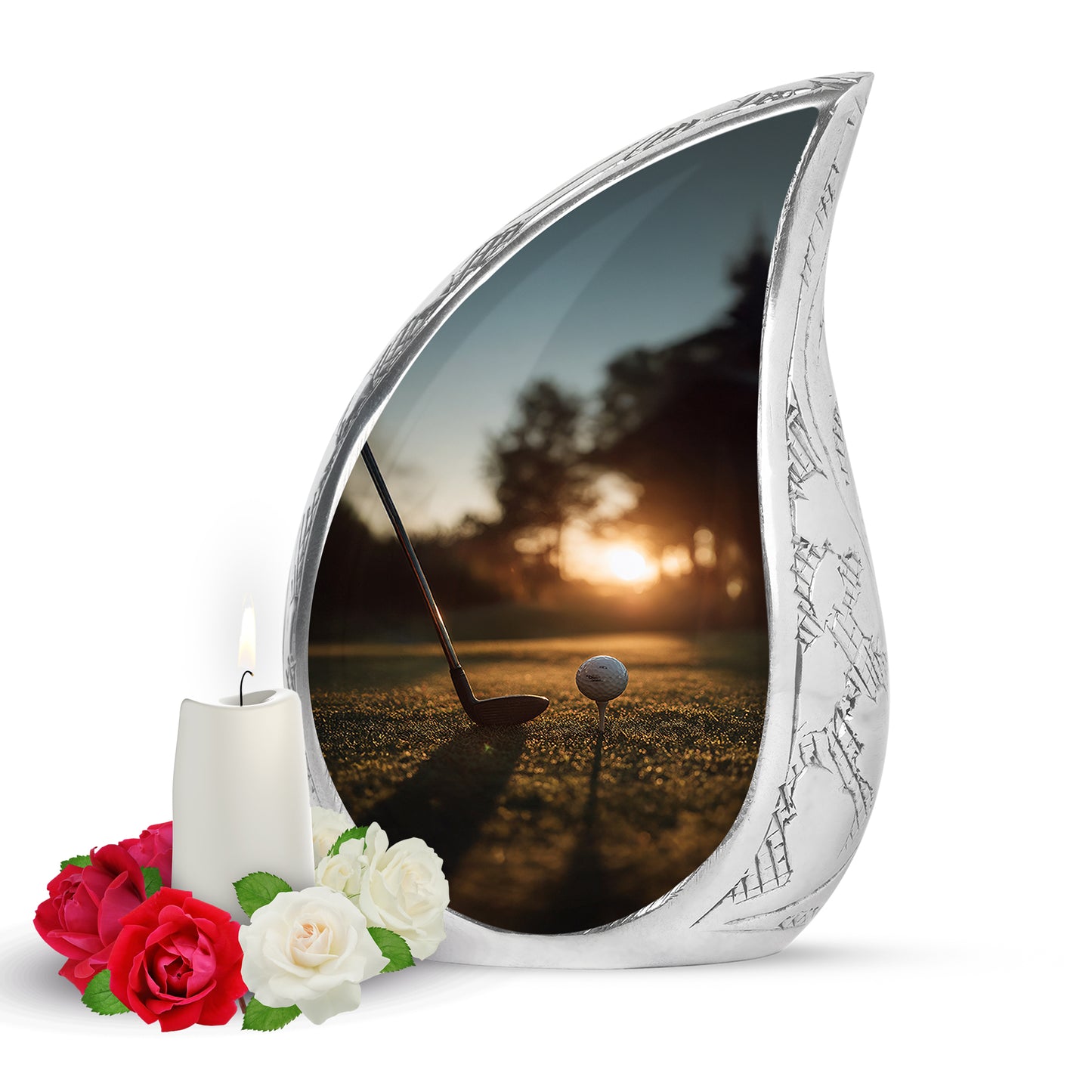 Personalized Gold Golf Cremation Urns for Ashes - Peaceful 10-inch - Yatskia