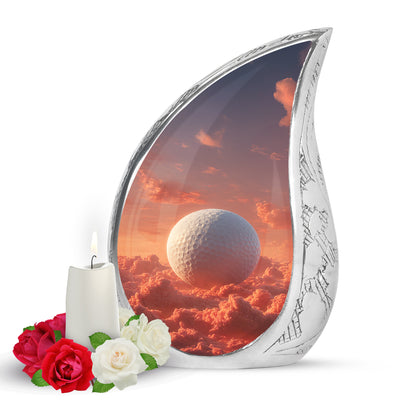 Stunning Red Golf Haven Urn for Human Ashes - 10-inch, 200 cu in - Yatskia
