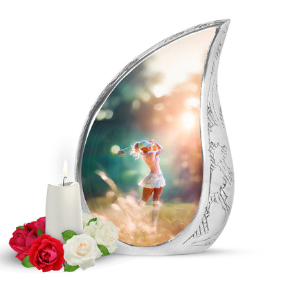 Gold Golf Cremation Urns - Opulent Tribute 10-inch, 200 cu in - Yatskia