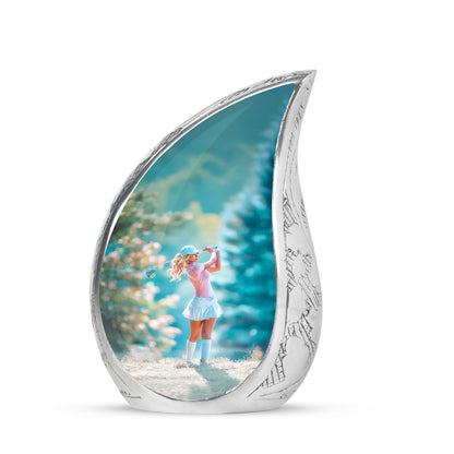 Personalized Magnificent Golf Cremation Urns - Silver 10-inch, 200 cu in - Yatskia