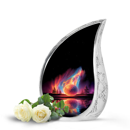 Black Sacred Golf Cremation Urns for Human Ashes - 10-inch, 200 cu in - Yatskia