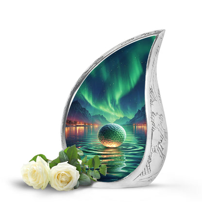 Teal Serene Golf Memorial Urn for Ashes - 10-inch, 200 cu in - Yatskia
