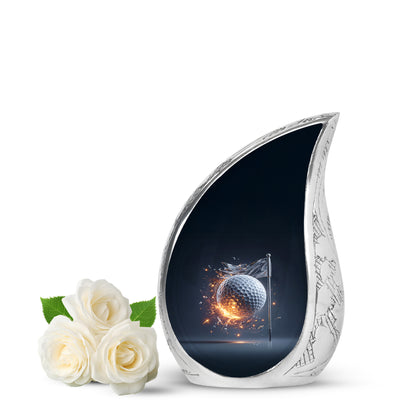 Luminous Blue Golf Embrace Urn for Human Ashes - 10-inch, 200 cu in - Yatskia