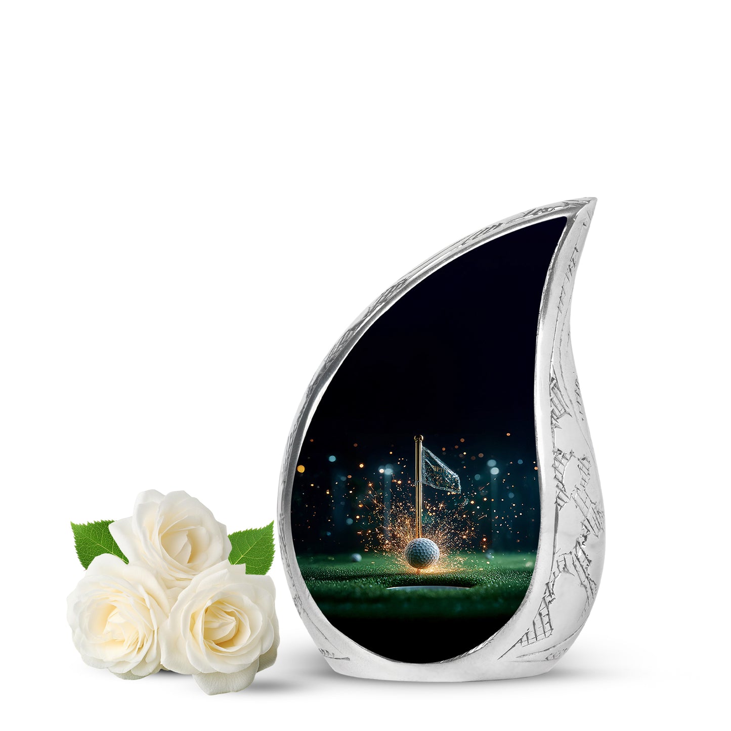 Everlasting Black Golf Sentinel Urn for Human Ashes - 10-inch, 200 cu in - Yatskia