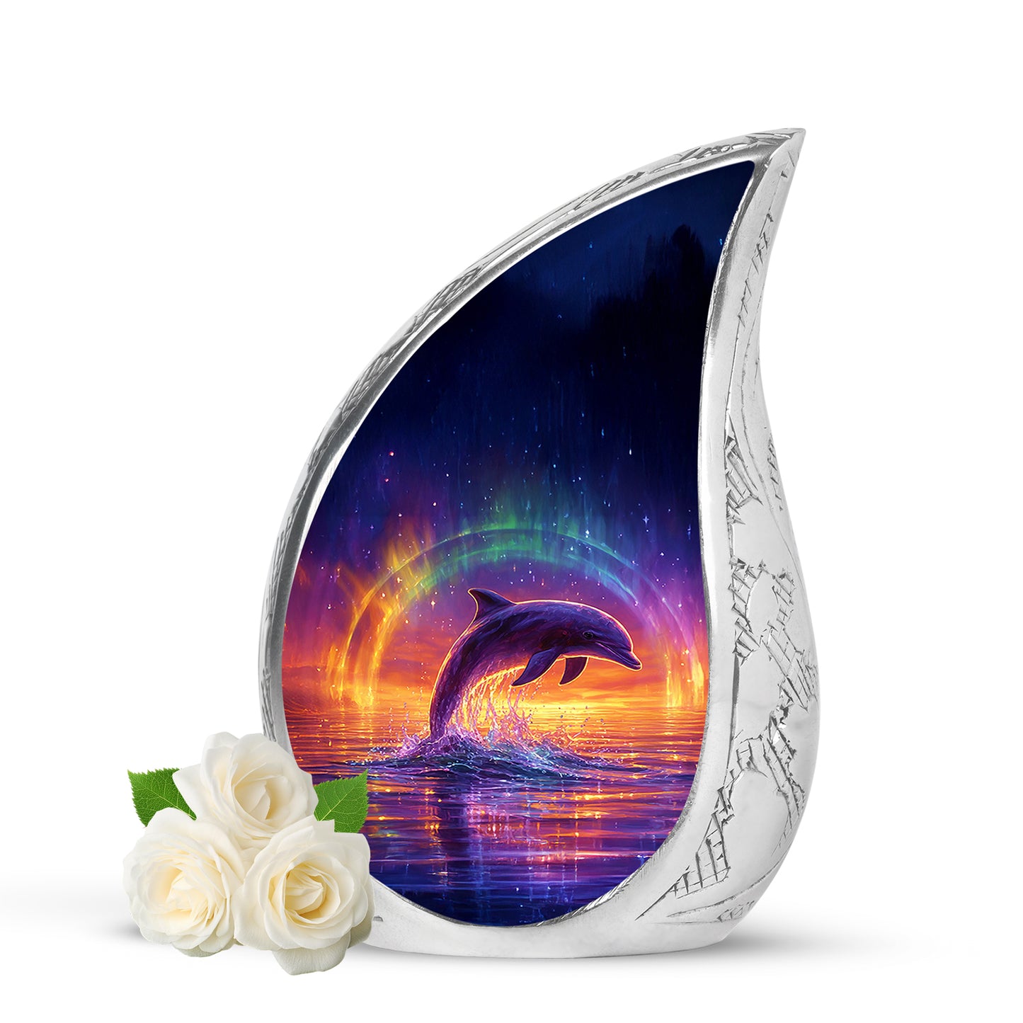 Hallowed Dolphin Cremation Urns for Human Ashes - Blue 10-inch - Yatskia