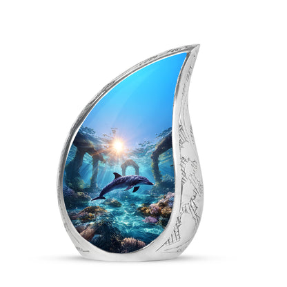 Blue Dolphin Cremation Urns - Glorious Testament 10-inch, 200 cu in - Yatskia