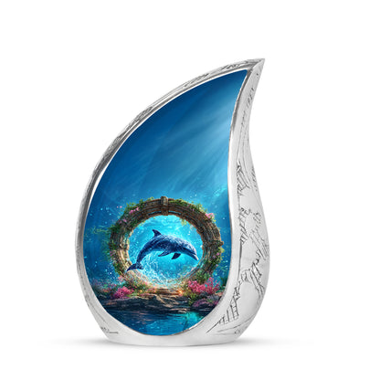 Blue Dolphin Cremation Urns - Honored Journey 10-inch, 200 cu in - Yatskia