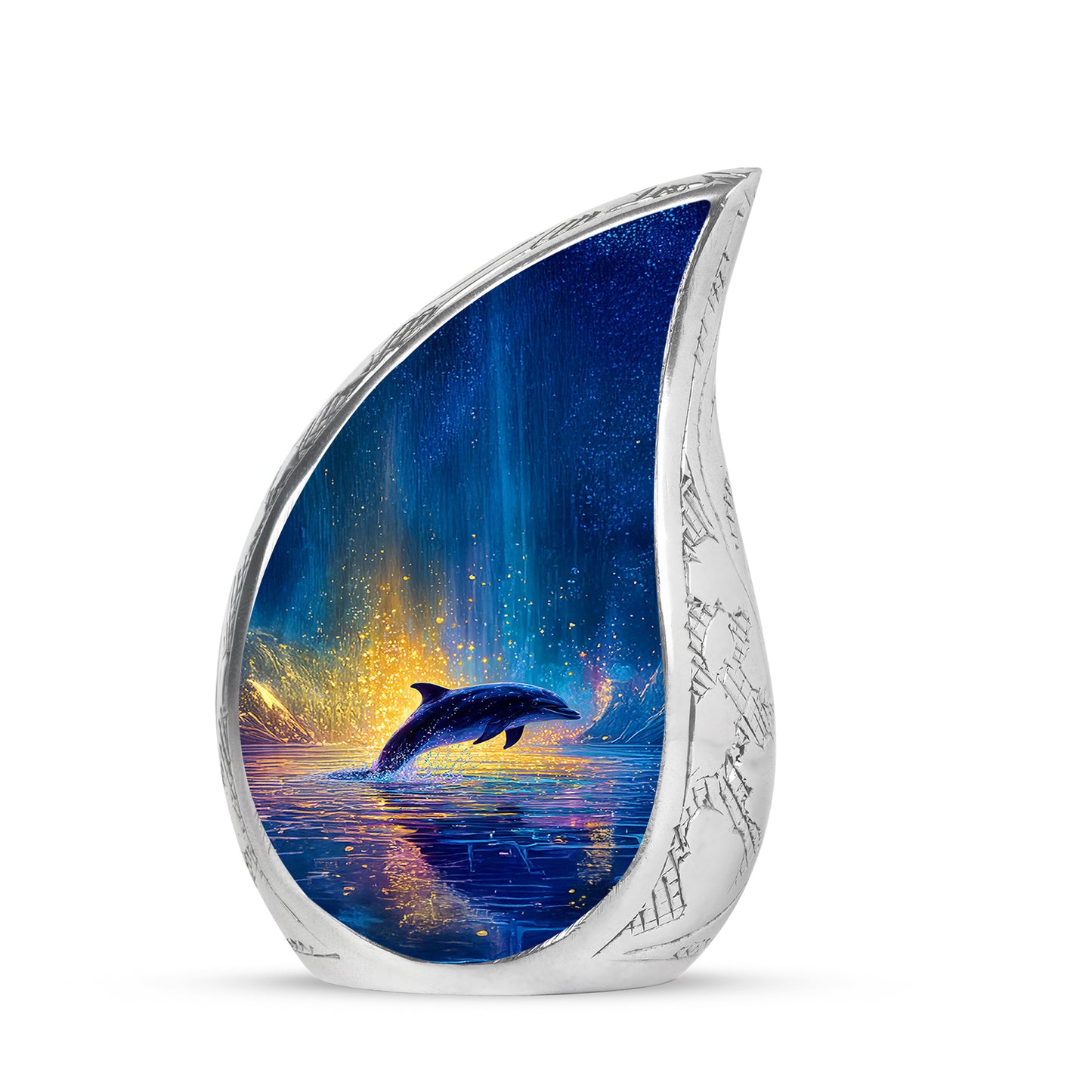Personalized Blue Dolphin Cremation Urns for Ashes - Transcendent 10-inch - Yatskia