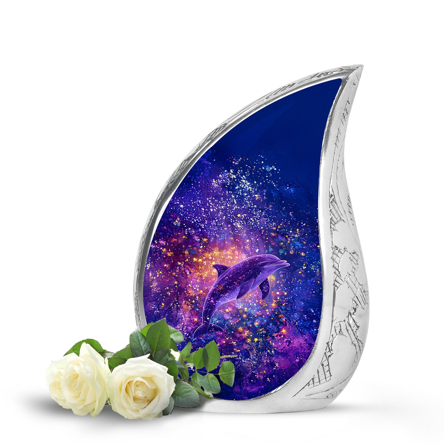 Personalized Dolphin Cremation Urns - Pristine Blue 10-inch, 200 cu in - Yatskia