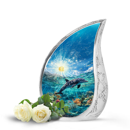 Blue Dolphin Cremation Urns - Honored Beacon 10-inch, 200 cu in - Yatskia