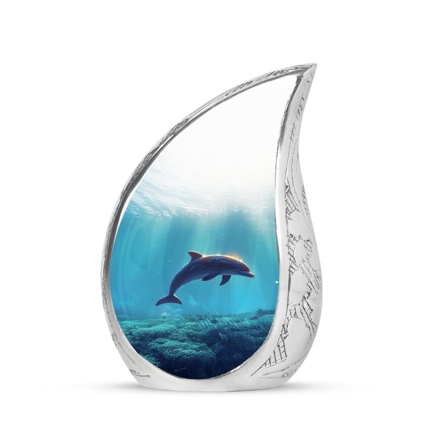 Silver Dolphin Comfort Cremation Urns for Human Ashes - 10-inch, 200 cu in - Yatskia