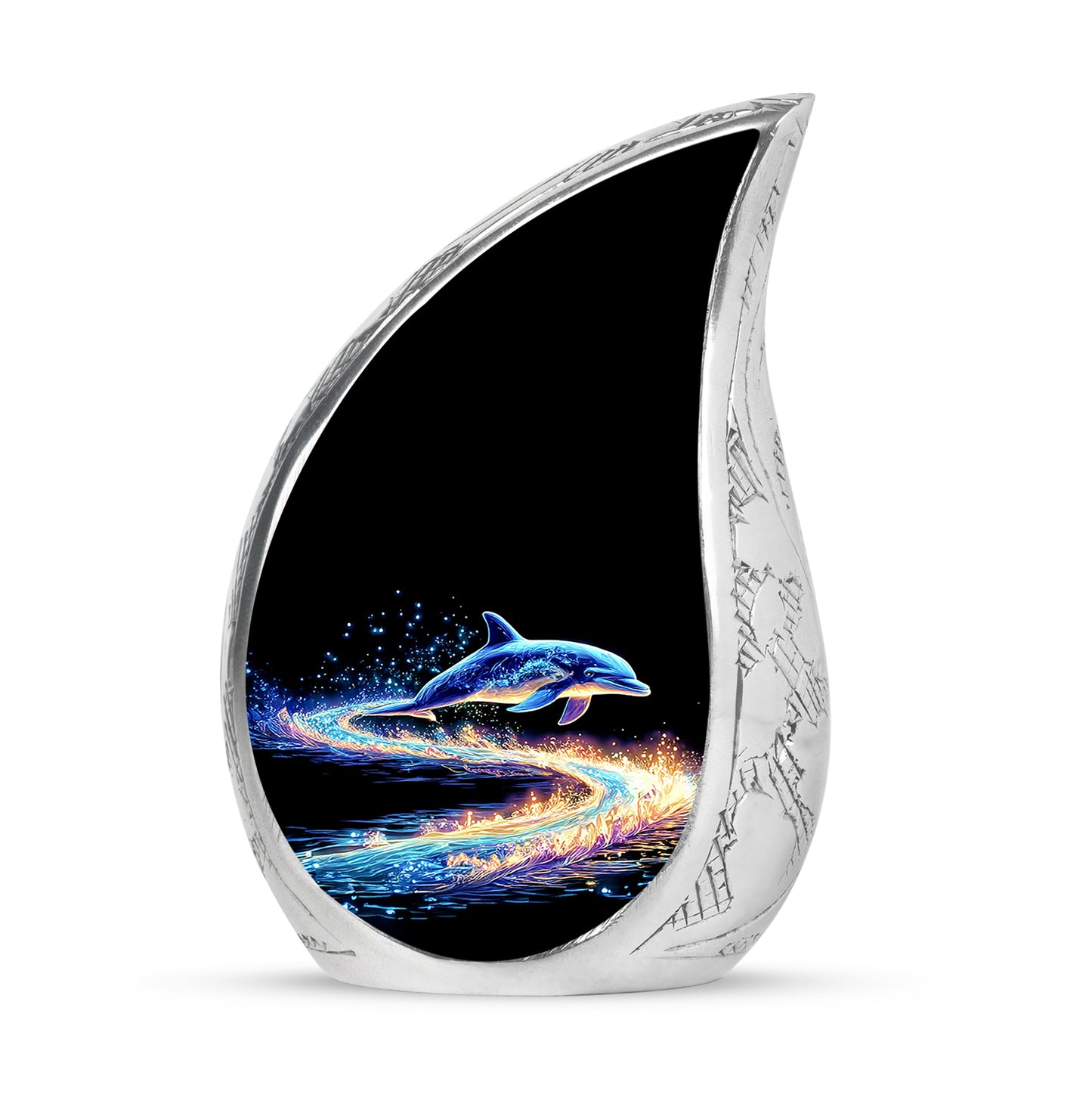 Personalized Magnificent Dolphin Cremation Urns - Black 10-inch, 200 cu in - Yatskia