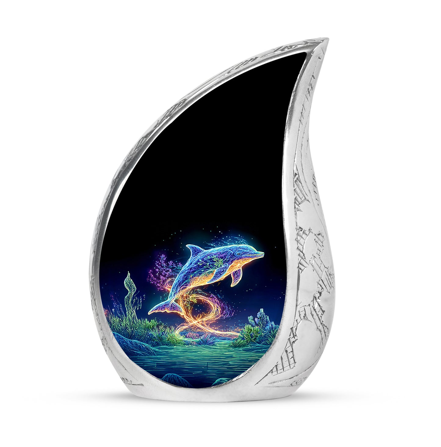 Personalized Refined Dolphin Cremation Urns - Black 10-inch, 200 cu in - Yatskia