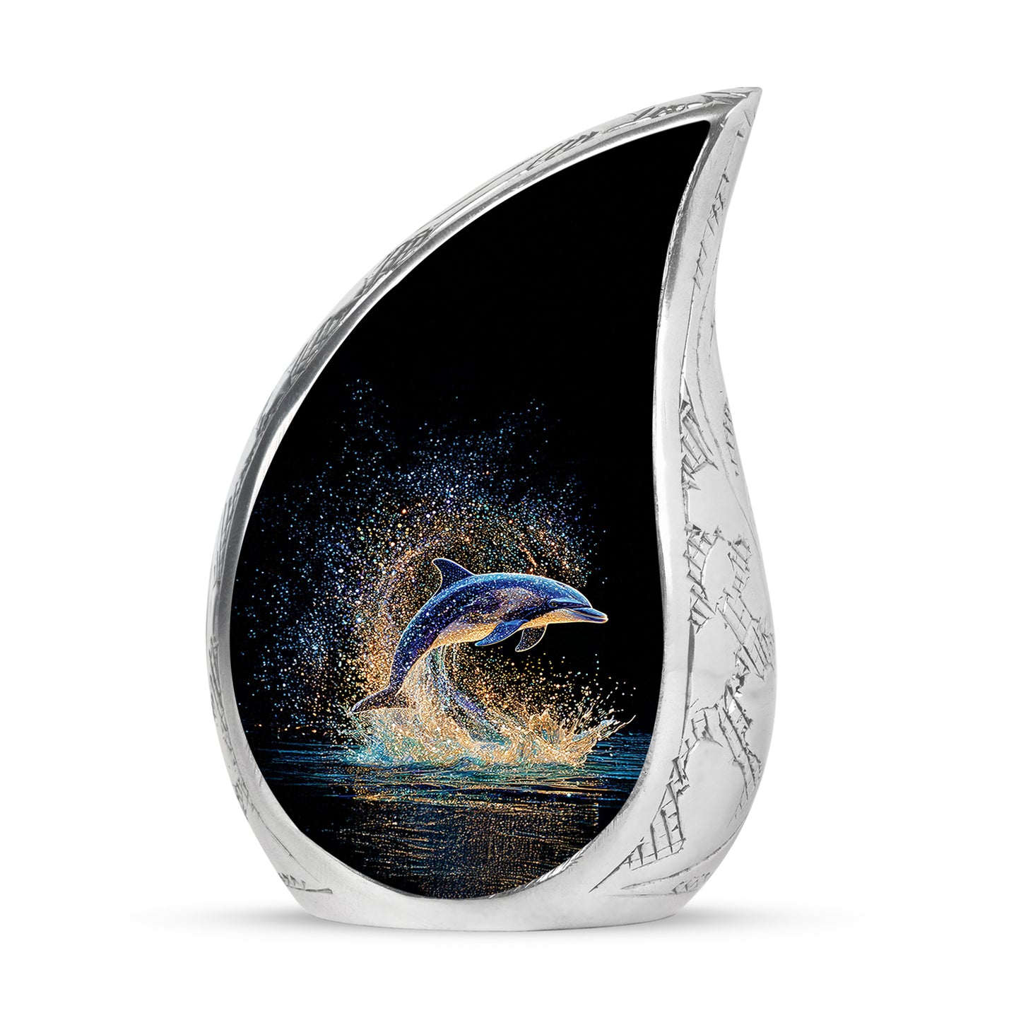 Resplendent Black Dolphin Cremation Urn for Ashes - 10-inch, 200 cu in - Yatskia