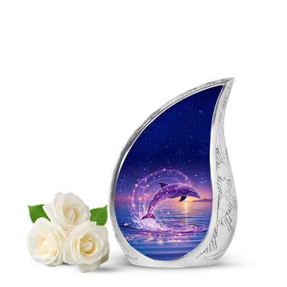Personalized Blue Dolphin Cremation Urns for Ashes - Majestic 10-inch - Yatskia