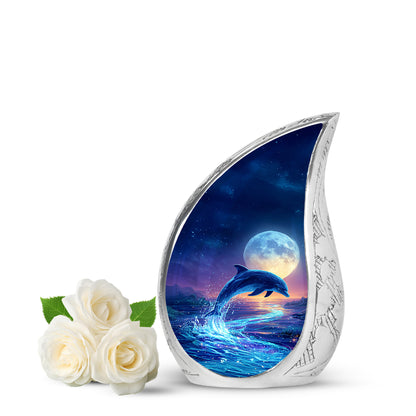 Personalized Blue Dolphin Cremation Urns for Ashes - Enchanting 10-inch - Yatskia