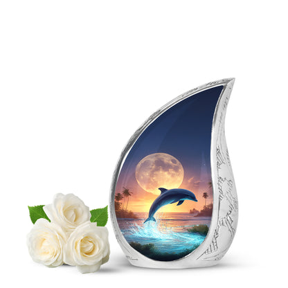 Divine Gray Dolphin Cremation Urn for Ashes - 10-inch, 200 cu in - Yatskia