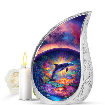 Pink Dolphin Memorial Cremation Urns for Human Ashes - 10-inch, 200 cu in - Yatskia