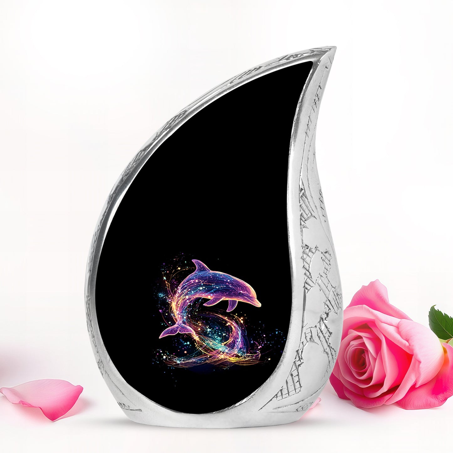 Blessed Dolphin Cremation Urns for Human Ashes - Black 10-inch - Yatskia