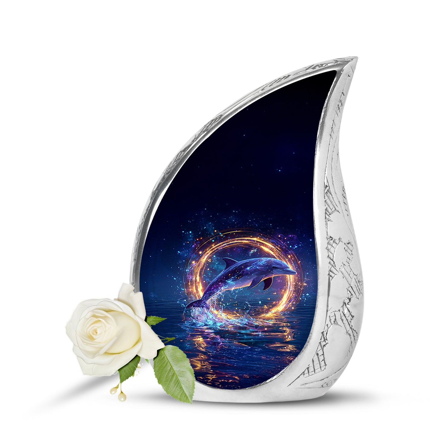Personalized Blue Dolphin Cremation Urns for Ashes - Captivating 10-inch - Yatskia