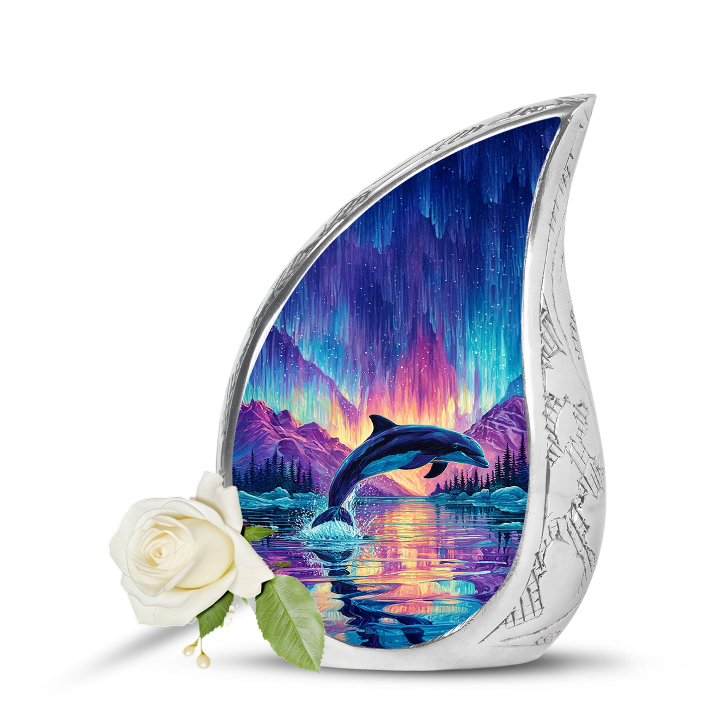 Personalized Dolphin Cremation Urns - Wondrous Blue 10-inch, 200 cu in - Yatskia