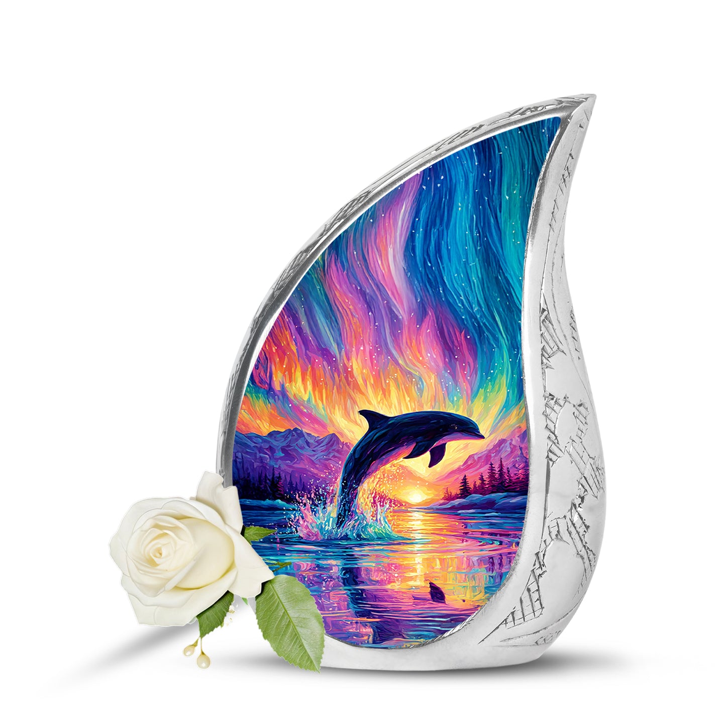 Personalized Dolphin Cremation Urns - Eminent Purple 10-inch, 200 cu in - Yatskia