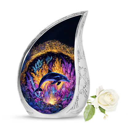 Personalized Gold Dolphin Cremation Urns for Ashes - Transcendent 10-inch - Yatskia