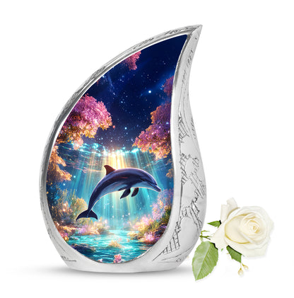 Distinguished Purple Dolphin Cremation Urn for Ashes - 10-inch, 200 cu in - Yatskia