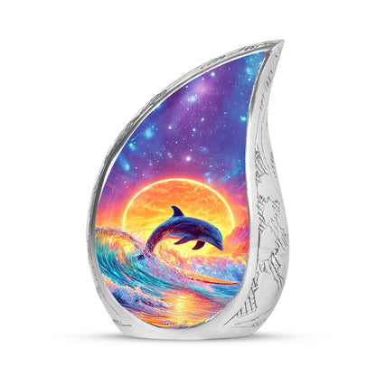 Personalized Blue Dolphin Cremation Urns for Ashes - Majestic 10-inch - Yatskia