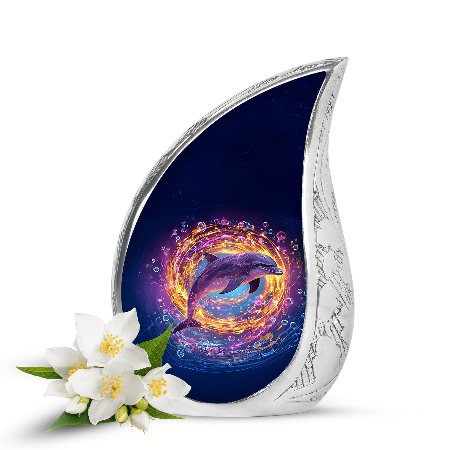 Personalized Blue Dolphin Cremation Urns for Ashes - Enchanting 10-inch - Yatskia
