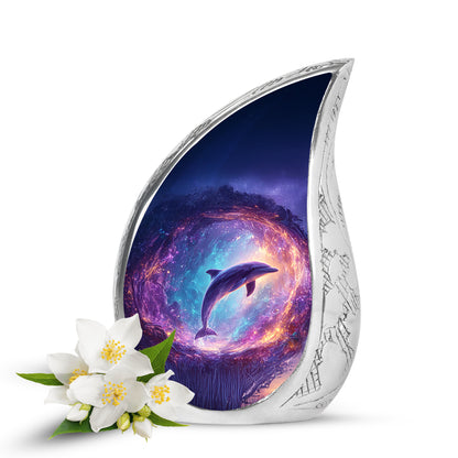 Blue Dolphin Cremation Urns - Opulent Honor 10-inch, 200 cu in - Yatskia