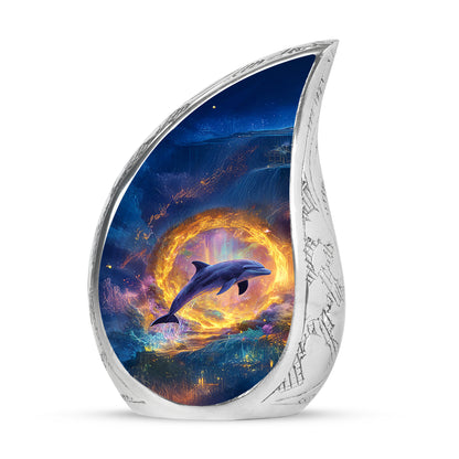 Personalized Blue Dolphin Cremation Urns for Ashes - Captivating 10-inch - Yatskia