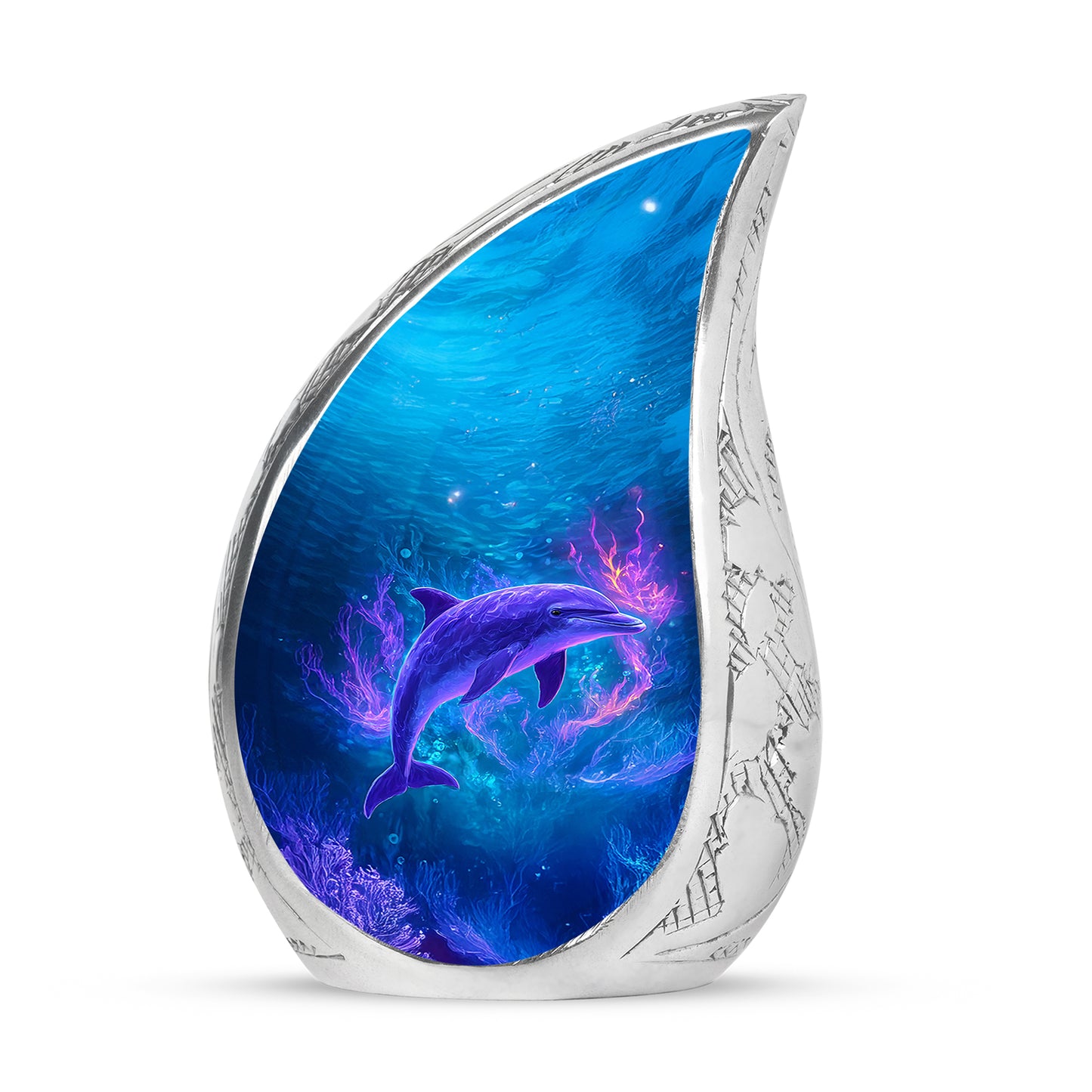 Personalized Blue Dolphin Cremation Urns for Ashes - Transcendent 10-inch - Yatskia