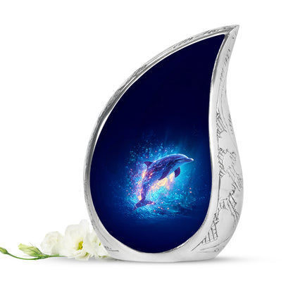 Blue Dolphin Cremation Urns - Honored Haven 10-inch, 200 cu in - Yatskia
