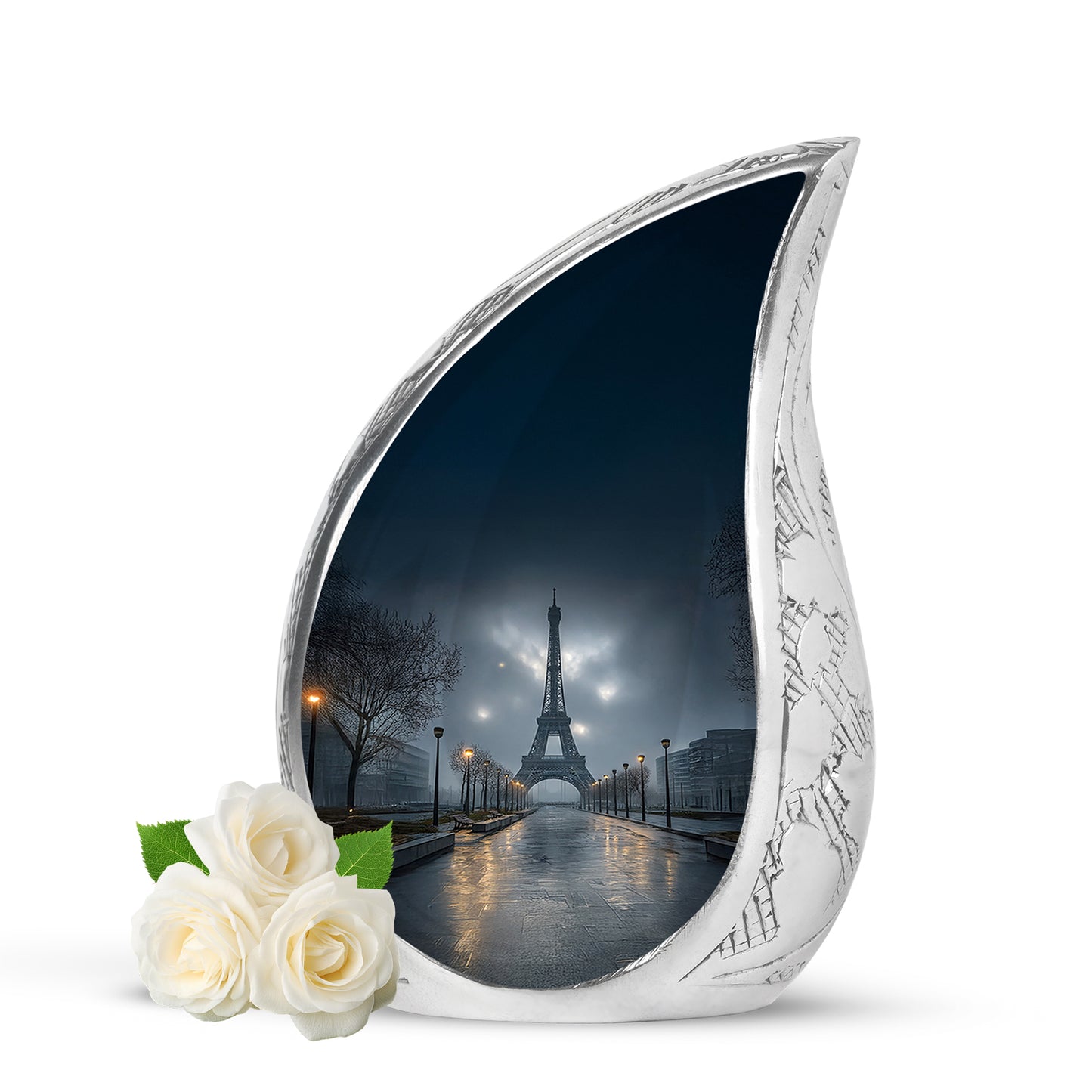 Blue Eiffel Tower Blessing Cremation Urns for Human Ashes - 10-inch, 200 cu in - Yatskia